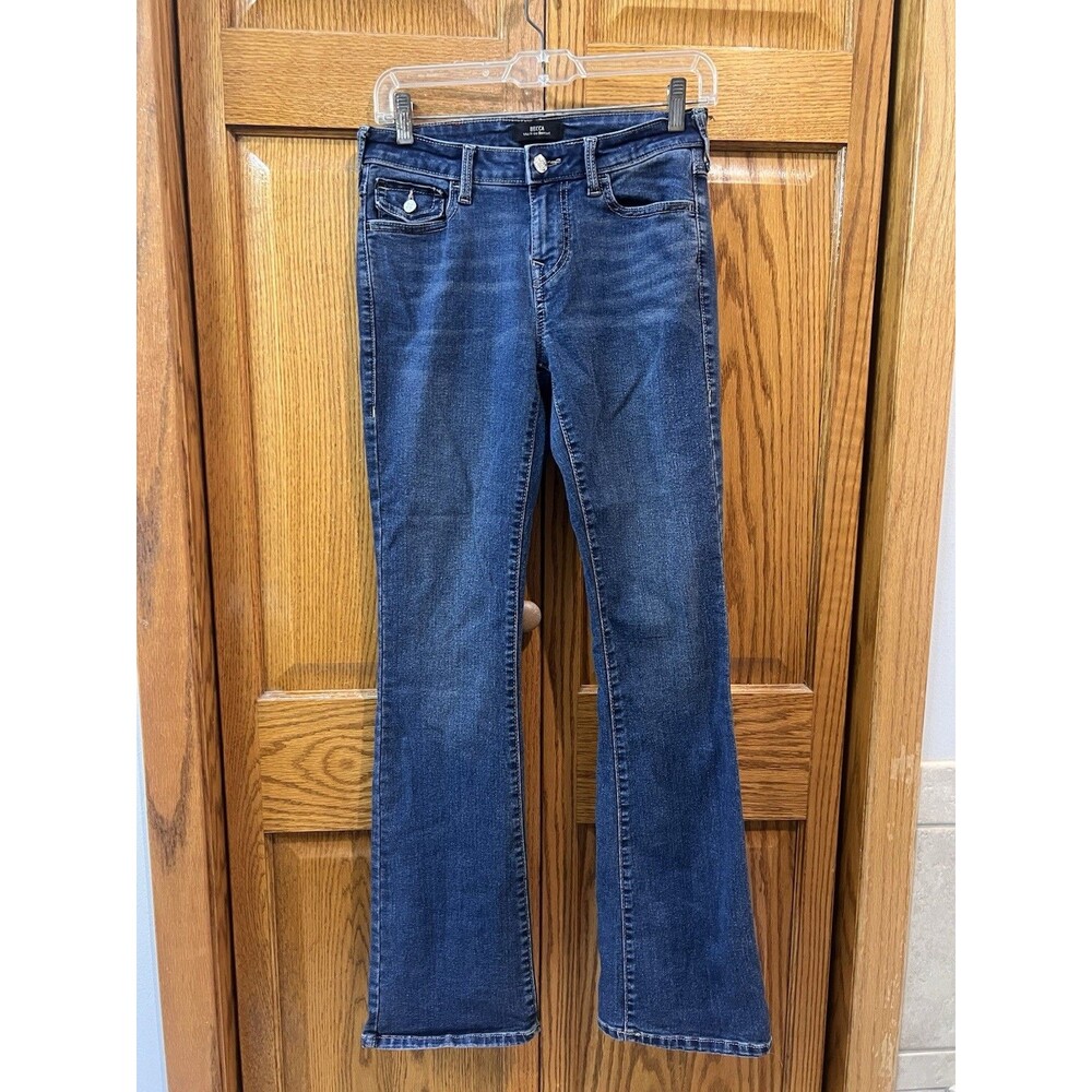 Women's True Religion Becca Bootcut Jeans 26 Blue Denim Rhinestone Horseshoe